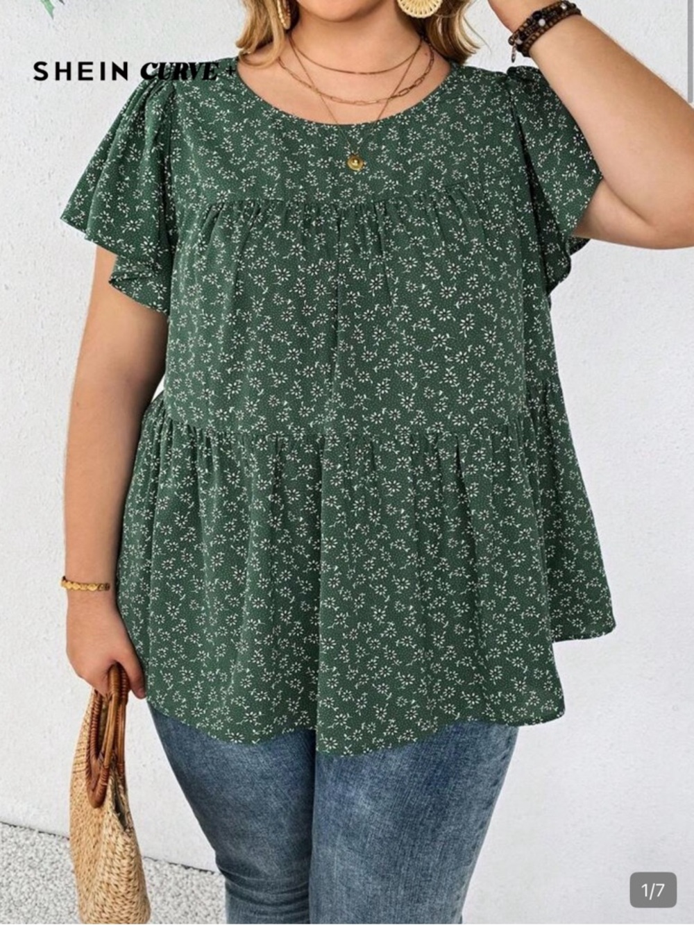 Plus-Size Ruffle Sleeve Blouse